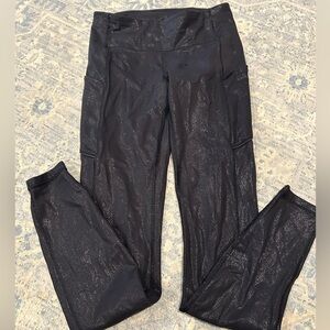 Lululemon Black Leggings 4 Shiny Glitter Leather